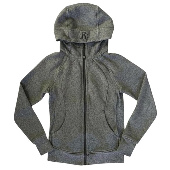 Lululemon Scuba Hoodie II Heathered Black Charcoal Zip Up Hoodie Women’s Size 4 - Picture 1 of 13